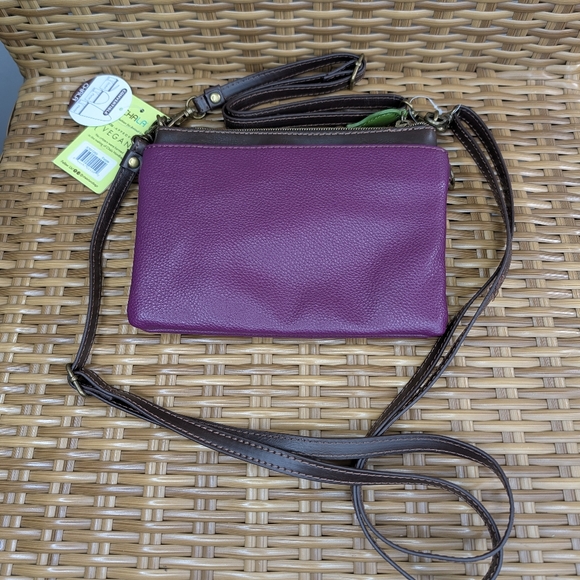 Chala Mini Faux Leather Purple Forget Me Not Crossbody Bag Clutch Wristlet NWT - Picture 3 of 13